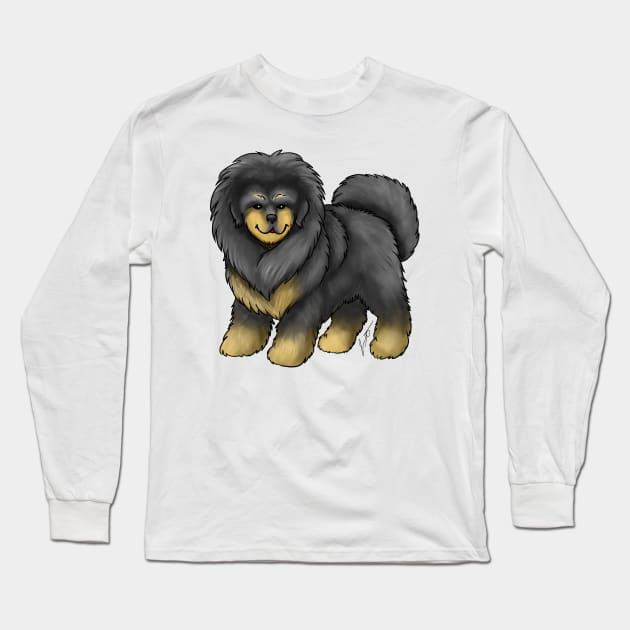 Dog - Tibetan Mastiff - Black and Tan Long Sleeve T-Shirt by Jen's Dogs Custom Gifts and Designs